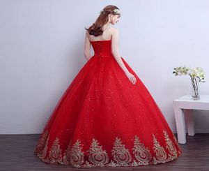 PO PRINCESS Princess Gold Red Wedding Dress 2016 Vestido de Noiva Bride Brid