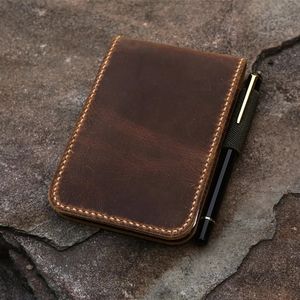 Personalized real genuine leather notepad cover for rite in the rain topspiral notebook 3 x 5 4 6 free engraving 240311