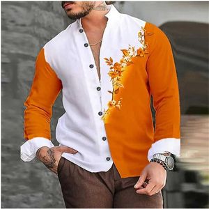 Koszule męskie proste osobowości mężczyźni kolorowe nadruk 3D z długim sleżem koszulą męską koszulę mąki Stylec24315