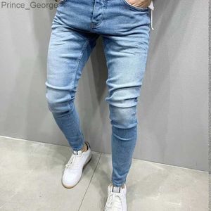 Men's Jeans Autumn Winter KPOP Fashion Small Leg Jeans Man Harajuku Slim Fit Trousers All Match Vintage Casual PantsY2K PocketMale ClothesL2403