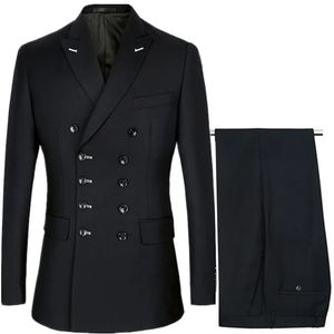 Mężczyźni Slim Fit Fashion Business Casual Doster -Bedeed Blazers płaszcz z płaszczem Spodnie ślubne Prain Party Curny 2 szurgowanie Suits Pants 240311