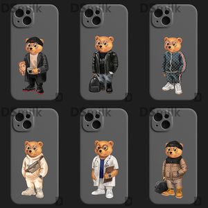 Fashion Bear Phone Case for iPhone 15 14 13 Pro 12 11 Pro Xs X XR Max 8 7 SE Strong Silicone Cases Soft Back Cover Style 507