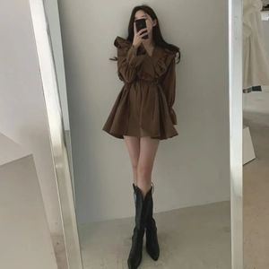 Dresses for Women 2023 Spring Short Mini Clothes Ruffle Woman Dress Long Sleeve Outfits Summer Casual Retro X Y2k Loose Xl 240301