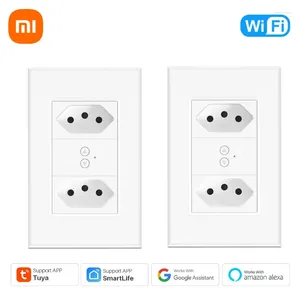 Smart Home Control Xiaomi Tuya Wifi Switch And Sockets BR Tempered Glass Panel Touch 220v Work With Google Alexa 10A 20A