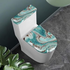 For Covers Toilet Seat Bathroom Toilet Lid Cover Round Anti-Slip Elastic Edge Toilet Tank Lid Dust Cover Marble Decoration