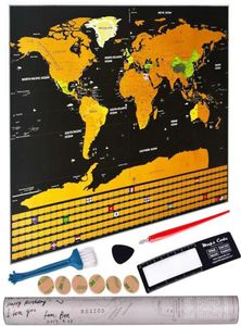 Deluxe Radera världsresor Map Scratch Off For Room Home Office Decoration Wall Stickers 2110255454435
