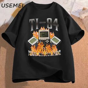 남성용 캐주얼 셔츠 TI-84 플러스 계산기 재미있는 그래픽 T 셔츠 남성 캐주얼 면화 패션 짧은 슬레스 티셔츠 대형 Tshirt mens clatingc24315