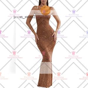 Cekinowa sukienka imprezowa Kobiety seksowne paszę bez rękawów Diamond Maxi Kobietowe sukienki wieczorowe Slim Miste