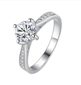 Bröllopsringar 18K Vitt guld 1 CT Moissanite Engagement för kvinnor S925 Sterling Silver Women's Ring