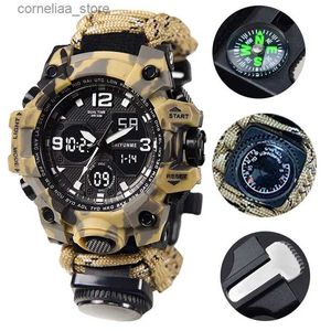 Andra klockor Shiyunme G Style Militärsport Män Vattentät ledd Digital utomhuscamping Compass Thermometer Quartz Wrist Y240316