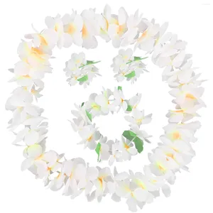 装飾的な花4 PCSフェスティバルセレブレーションハワイアンヘッドピース花柄の花輪リストバンドネックレスガーランド