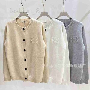 Women's Knits & Tees Designer new lazy style three-dimensional letter V-neck wool knitted cardigan cashmere sweater womens short jacket LHY2