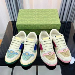 Designer Stripe Top Shoes Fashionable Leather Lace-up Low Tennis Shoes for Men and Women