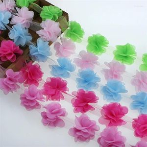 Hair Accessories 100pcs/lot 6.5cm 9-petals Chiffon Flower Trim For Girls Baby Headband Flowers Clothes Toy Sewing Embellishments