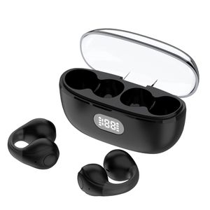 Open Ear Wireless Earbuds Bluetooth 5.3 with LED Power Display Deep Bass Clip On Headphones for Studying Workout Bluetooth Wireless Earbuds for iPhone Android