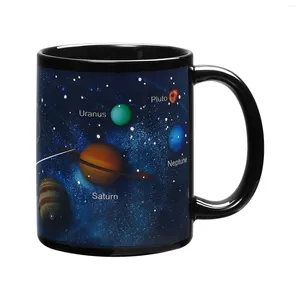 Muggar 1 st värmefärgbyte Mugg solsystem mönster kopp keramiskt drick kaffe (330 ml)