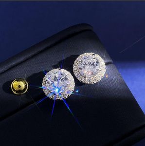 2024 Drop statek kolczyki stadninowe proste modne biżuteria 925 Srebrne rundy cut 5a Cubic Cyrron impreza CZ Diamond Stones Party Kobiet Kobiety