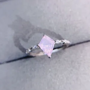 Cluster Rings 925 Silver Kite Rose Quartz Engagement Ring Pink Statement Women Promise