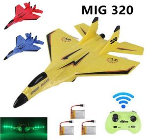 2 4G Glider RC Drone MIG 320 Fixat vinge Airplane Handkastande skum Dron Electric Remote Control Outdoor Plane Toys for Boys 220711896868