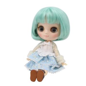 DBS Blyth Middie Doll Body Mint Green Hair Krótkie Bob Hair 18 20cm BL4006 Anime Girls Prezent 240315