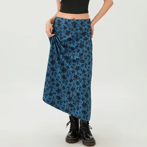 Юбки WPNAKS, женская винтажная юбка-миди с цветочным принтом, летняя одежда, эластичная повседневная женская одежда трапециевидной формы с высокой талией, уличная одежда