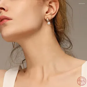 Ohrstecker HI MAN Einfache Perle 925 Sterling Silber Goldfarbe Glücklicher exquisiter Schmuck für Mädchen