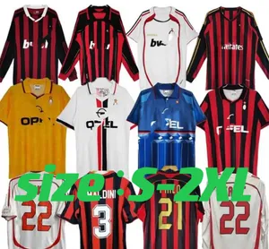 Retro Soccer Jerseys long sleeve KAka BaggiO MaldiIni VAN BASTeN Pirlo InzAghi BeckhaM GUllit ShevchEnko VinTage Shirt Classic 02 c MiLaNS football Shirt 95 96 06 07