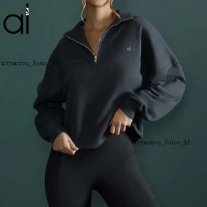 Aloyoga Felpe da Donna 1/4 Zip Rapido Pullover Allentato-Collo Sottile Traspirante Leggero Morbidamente French Terry Elastici Polsini 170