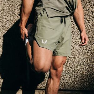 Shorts esportivos masculinos de secagem rápida para verão, calças casuais estampadas finas, calção de banho para praia, academia, treino 240308