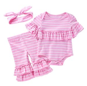 Cute Baby Girl Autunno Set di abbigliamento 024 Mese Neonato Designer Pink Stripe Ruffle Pagliaccetto Tute Pagliaccetti di cotone Pantaloni Headban1551921