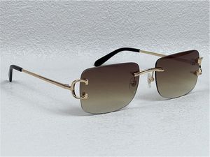 نظارة شمسية رجعية الرجال الذهب الذهب لون العدسة تصميم نظارات مربعة بلا حافة