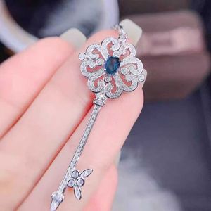 Designer Blue Key Necklace Female tiffay and co Sunflower Collar Chain Full Zircon Fashion Personalized Versatile Colorless