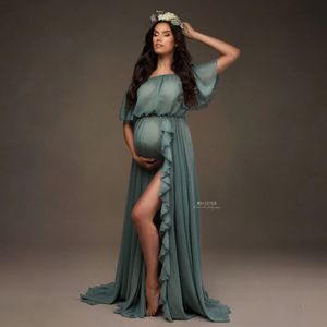 Платье для беременных с рюшами и рукавами, шифоновое, для детского душа, в богемном стиле, для съемок, для беременных, 240301