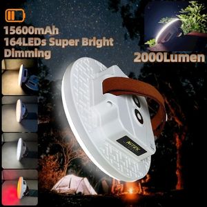 15600mah uppladdningsbar campinglyktor Portabel utomhusläger Ljus Magnet Emergency Light Hanging Tent Lamping kraftfull arbetslampa 240314