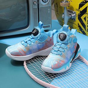 Sapatos de basquete meninos botão fivela casual anti deslizamento resistente ao desgaste esportes respirável colorido moda meninos