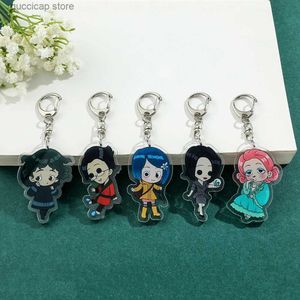 Keychains Lanyards Demon Slayer Anime Keychain Acrylic Kimetsu no Yaiba Blade of Ghost Keychains Key Chain Keyring Jewelry Accessories Fans Gifts Y240316