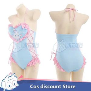 Women's Swimwear Love Cute Plush Rabbit Blue Swimsuit Cosplay Anime Women Sexy One Piece Bikini Swimwear for Girls 2022 Sizes S-XLC24315