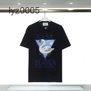 Kazabaş Mens T-shirts Setleri 24SS Tasarımcı Gömlek Baskı Erkek Girmiş Gömlek Kadın Gevşek İpek Kazablecnca Gömlek Kısa Kollu Lüks T-Shirt Yüksek Kaliteli Tees Cr8E