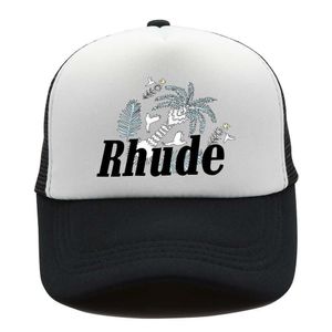 Nowy zielona siatka patchwork baseball czapka mężczyzn kobiet haft unisex kolekcje Rhude Casual Truck Hat Regulble Rhude Bonnet