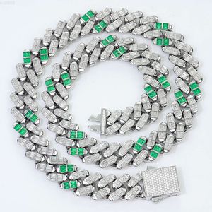 Hiphop Jewelry Custom Men 16mm Miami Iced Out 925 Silver Emerald Cut Vvs Diamond Mossanite Moissanite Cuban Link Chain Necklace