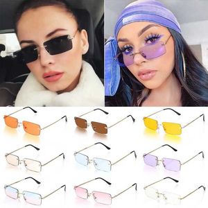 Designer de moda retângulo sem aro mulheres óculos de sol unissex retro gradiente óculos uv400 óculos unisex design de luxo moda sunglasse 2ykd