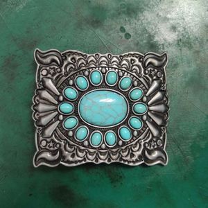 1 PCS Western Turquoise Stone Cowgirl Cowboy Belt Burza dla mężczyzn Fit Fit 4 cm szerokie pasy dżinsowe Head246i