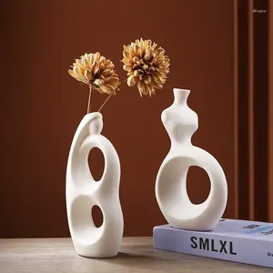 Vases 9 Styles Ceramic White Vase Pampas Grass Nordic Modern Minimalist Interior Office Home Living Room Table Decoration Accessories