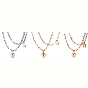 Designer Hot selling tiffay and co 925 sterling silver U-shaped double-layer chain round ball lock necklace high-end feeling