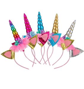 Neonate Bastoncini per capelli unicorno Accessori per capelli animali per bambini Principessa Tulle Fiore Perla Decor fascia per bambini Festa di compleanno hea5653508