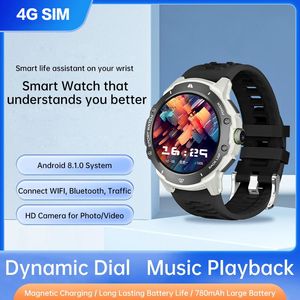 NEW Smart Watch 4G Network SIM Card 1.43''AMOLED 200W Camera with GPS Wifi Google Play Dynamic Dial Android for Men Women