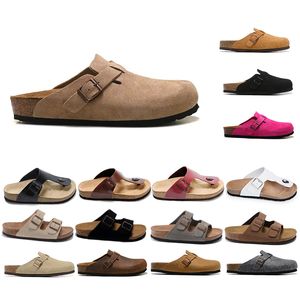 Terlik Yeni Boston tıkanıklığı terlik erkekler sandalet tasarımcısı yaz mantar düz slaytlar deri deri favori plaj büyük kafa arizona mayari sandal moda kadın terlik