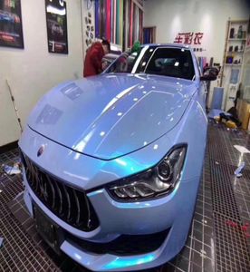Super Gloss Candy Dreamy Grey Blue Vinyl Wrap Adhesive Sticker Film Glossy Rock Grey Car Wrapping Foil Roll Air Bubble1883546