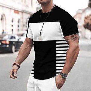 Camicie casual da uomo Estate strisce colorate Stampa T-shirt da uomo Stile a righe Allentato Corto Sle Magliette casual T-shirt oversize Abbigliamento uomoC24315