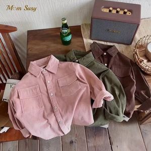 Fashion Baby Boy Girl Cotton Corduroy Shirt Infant Toddler Kid Casual Blouses Outwear Autumn Spring Top Baby Clothes 1-10Y 240314